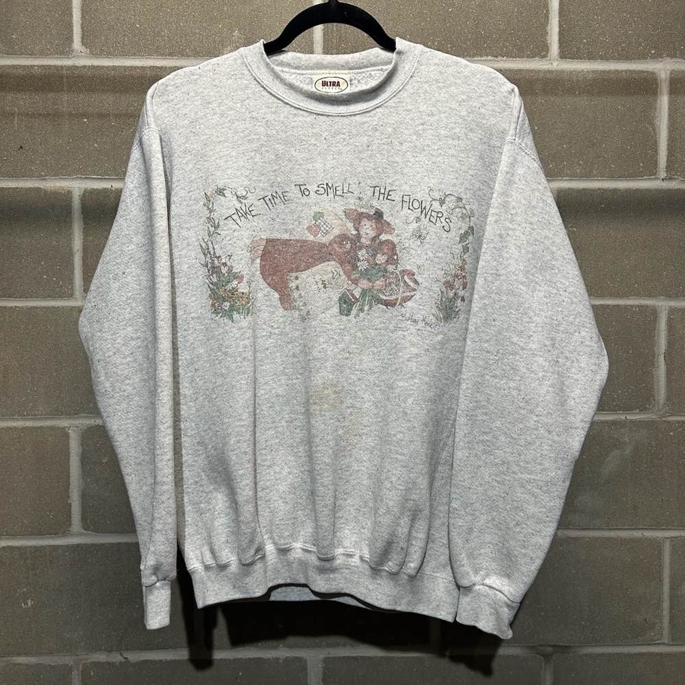 SOLD: Vintage “Take Time to Smell the Flowers” Grandma Crewneck